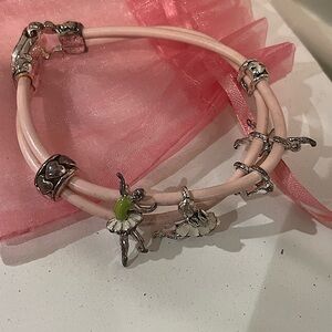 NWOT ballerina pink faux leather charm bracelet